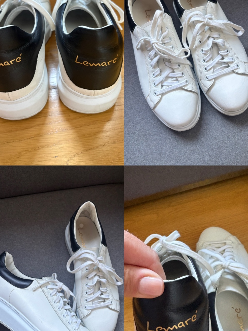 Italian Shoemakers White and Black Lace-Up Sneakers